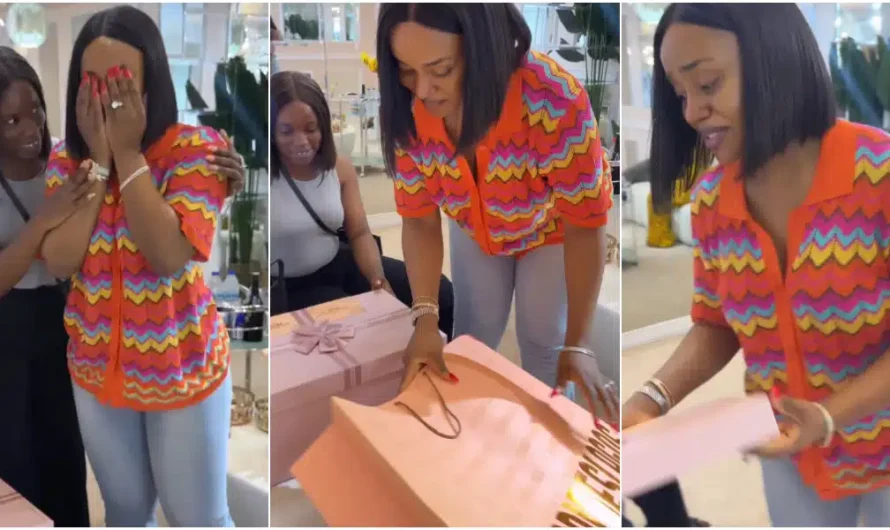 “Wow! Assurance For life”-Emotional moment Chioma sets eyes on her wedding dress for the first time.(Video)