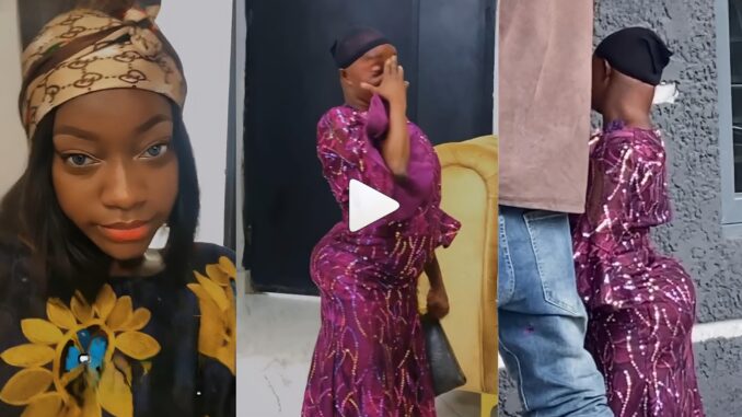 “She too don Run am, yansh na yansh”-Lady shares evidence of Aunty Ramota’s new backside.(Video)