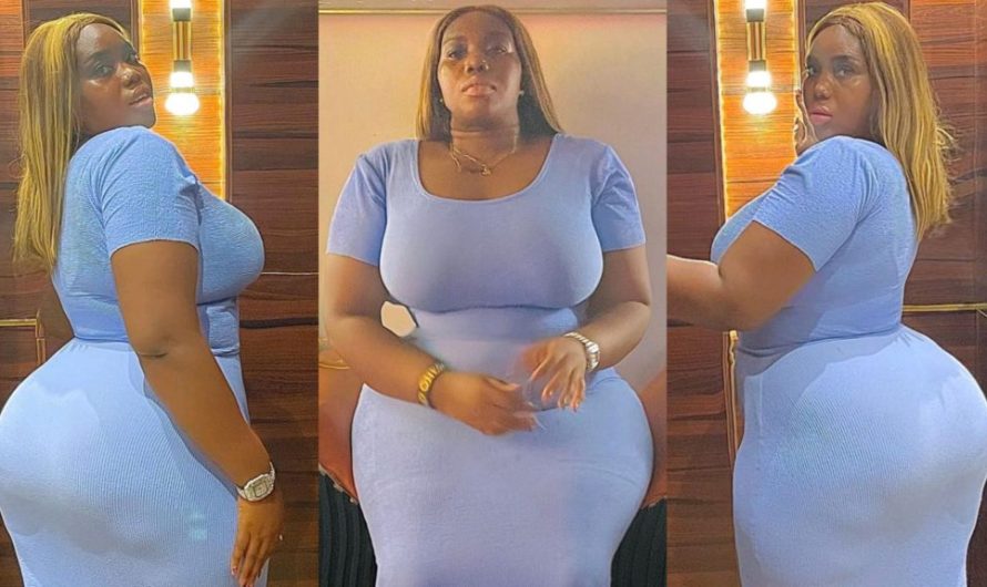 “Stunning Ebony Beauty Flaunts Irresistible Curves in a Dazzling light Blue Gown – Fans Get Turned(Video)